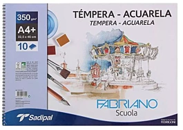 Fabriano Gouache- und Aquarellpapier A4+ 350g/m².