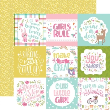 SUPER DEAL **30%** Echo Park Paper 4 "X4" Journaling Cards All About A Girl 30x30cm