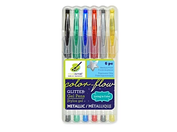 Set 6 Bolígrafos de Gel Glitter Colour and Flow Brillante Multicraft