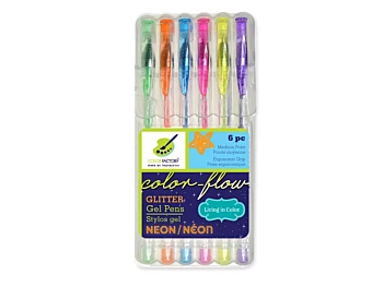 Set 6 Bolígrafos de Gel Glitter Colour and Flow Metálico Multicraft