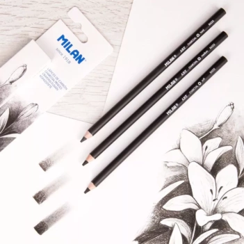 Lot de 3 crayons fusains Milan