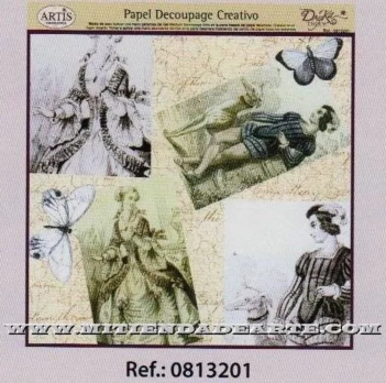SUPER OFERTA **40%** Papel de Decoupage 0813201 Personajes románticos 30x30cm Dayka