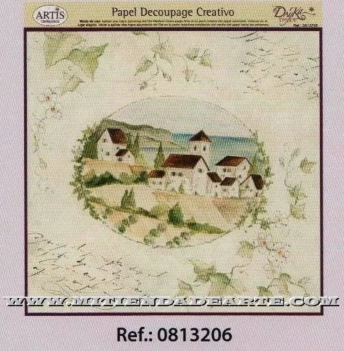 SUPER OFERTA **40%** Papel de Decoupage 0813206 Paisaje y yedra 30x30cm Dayka