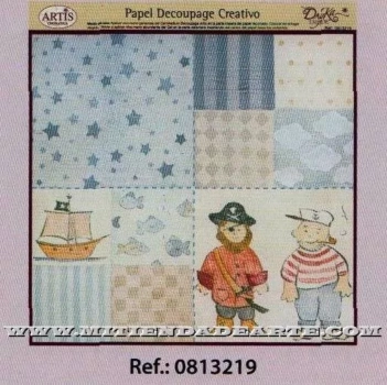 SUPER OFERTA **40%** Papel de Decoupage 0813219 Infantil azul marinero 30x30cm Dayka