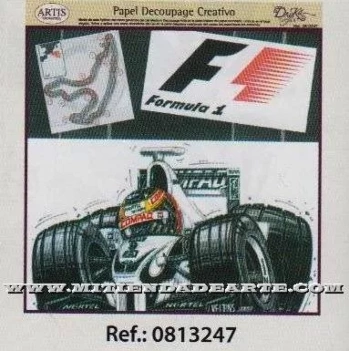 SUPER OFERTA **40%** Papel de Decoupage 0813247 Formula 1 30x30cm Dayka