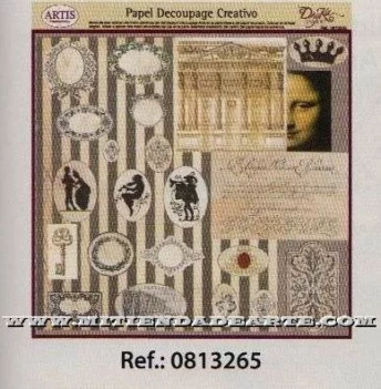 Papel de Decoupage 0813265 Rayas y Monalisa 30x30 cm. Dayka