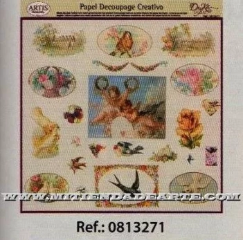 SUPER OFERTA **40%** Papel de Decoupage 0813271 Palomas y querubines 30x30cm Dayka