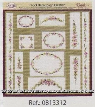 SUPER OFERTA **40%** Papel de Decoupage 0813312 Guirnaldas de flores 30x30cm Dayka