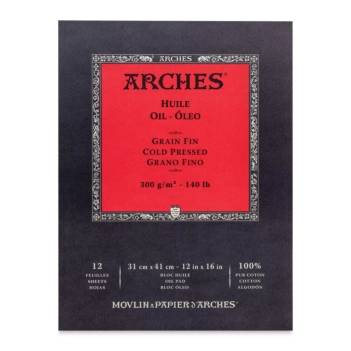 Bloc Óleo encolado a 1 lado Grano Fino 300g/m² Arches 31x41cm