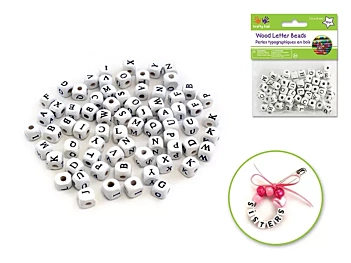 Cuentas de Madera Blanco Abecedario MultiCraft 8mm