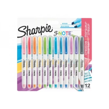 Set 12 Rotuladores Pastel S-Note Punta 2 en 1 Sharpie