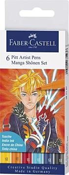 Kit de 6 marcadores Pitt Artist Pens Manga Shônen Faber Castell