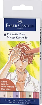Kit de 6 marcadores Pitt Artist Pens Manga Kaoiro Faber Castell
