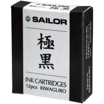 Set 12 cartuchos de tinta negra para pluma estilográfica KIWAGURO Sailor