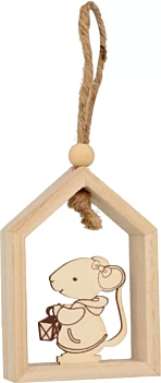 Set de 3 Casas con Ratones de Madera Artemio

