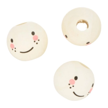 Artemio Set 10 wooden beads with face 2 2cm