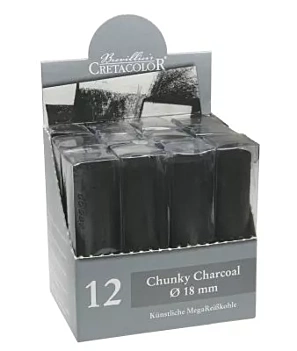 Cretacolor Box of 12 Black Chunky Pressed Charcoal Bars 495 00 