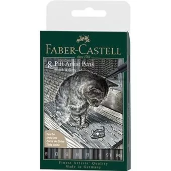 Zestaw 8 czarno-szarych markerów Pitt Artist Faber-Castell