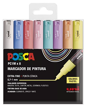 Trousse de 8 feutres PC1M Pastel Extra Fine Uni Posca