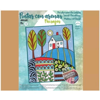Kit Pintar con Arenas de Colores Paisaje Naif Azul Arenart 38x46cm