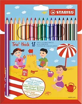 Lápces de color triangulares gruesos STABILO Trio - Estuche de cartón con 12 colores surtidos