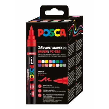 Set de 16 feutres pinceaux assortis PC-5BR Posca