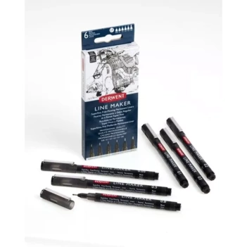 Derwent Set the 6 Markers Line Maker Schwarz