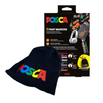 Set de 8 feutres assortis et sac en tissu Posca
