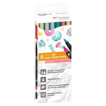 Set de 6 rotuladores Dual Brush Colores Caramelo Tombow