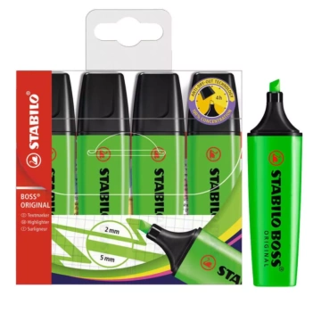 Set 4 highlighters STABILO Boss Original Green