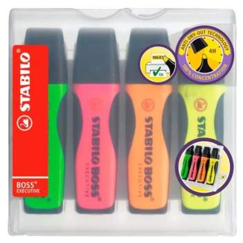 4 x Conjunto de forro inferior fluorescente STABILO  Boss Executive