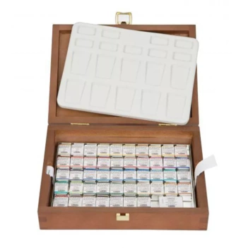 Caja de madera 48 medios godets de acuarela Horadam Schmincke 