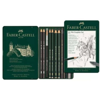 Caja metálica 11 piezas Pitt Graphite Set Faber Castell