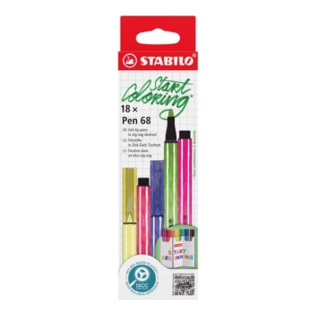 Set 18 rotuladores surtidos Pen 68 Zig-zag STABILO 1mm