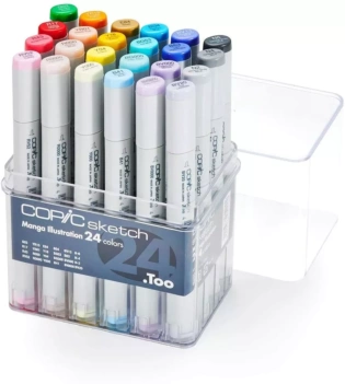 Estojo de 24 marcadores de tons Manga Copic Sketch 