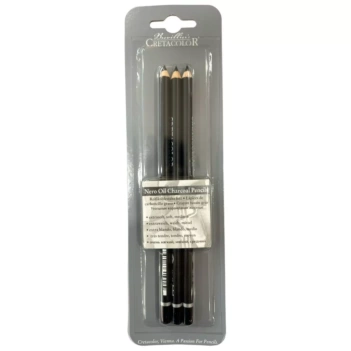 Caja de 3 Lápices Carbón Graso Nero 461 05 Cretacolor Mina de 3,8mm Extrahard