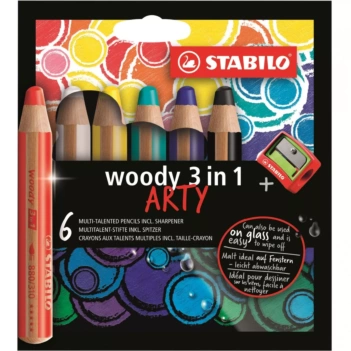 Set Arty 6 Lápices y Sacapuntas Woody 3 en 1 STABILO