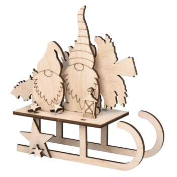 Rayher 3D Wooden Sled with Gnomes Kit