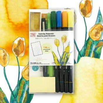Kit para acuarela Flowers Kuretake