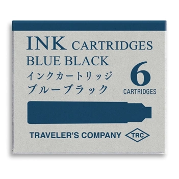 Box 6 Cartridges for Blue Ink Pen Black Traveler's Company