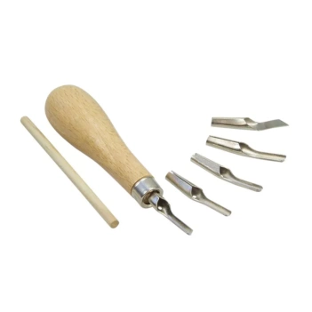 Milan Lino Cutter Set 5 Linolmesser und Holzgriff