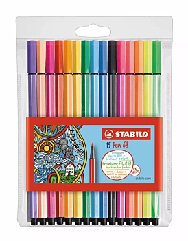 Rotulador premium STABILO Pen 68 - Estuche de plástico 8 und pastel