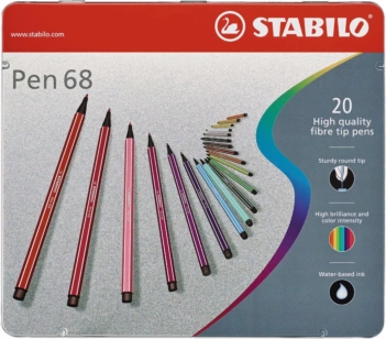 Rotulador premium STABILO Pen 68 - Estuche 20 uds Color Parade antracita/azul claro NOVEDAD