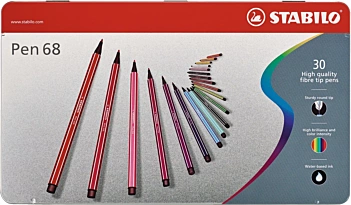 Rotulador premium STABILO Pen 68 - Caja de metal con 20 colores surtidos