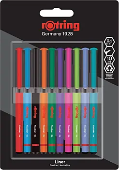 Set 10 rotuladores de punta fina Rotring 0.4mm