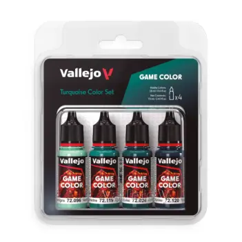 Set 4 pinturas para modelismo Turquesa Game Color Vallejo 18ml