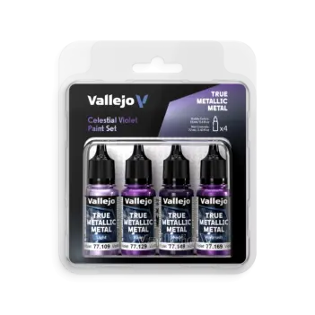 Set 4 pinturas para modelismo Violeta Celestial True Metallic Vallejo 18ml