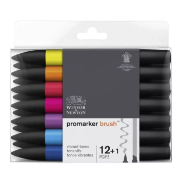 Set 12+1 Promarker Brush Tonos Vibrantes Winsor and Newton