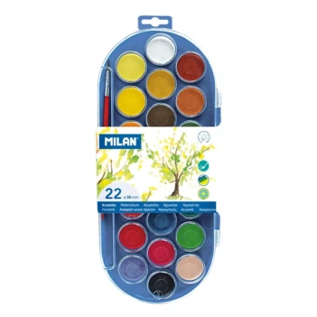 Caja 12 Acuarelas Flúor y Metalizadas Milan

