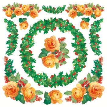 SUPER DEAL **60%** Stamperia Rice Paper Napkin Roses and Holly 50x50cm